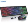 מקלדת ועכבר אלחוטיים נטענים עם RGB